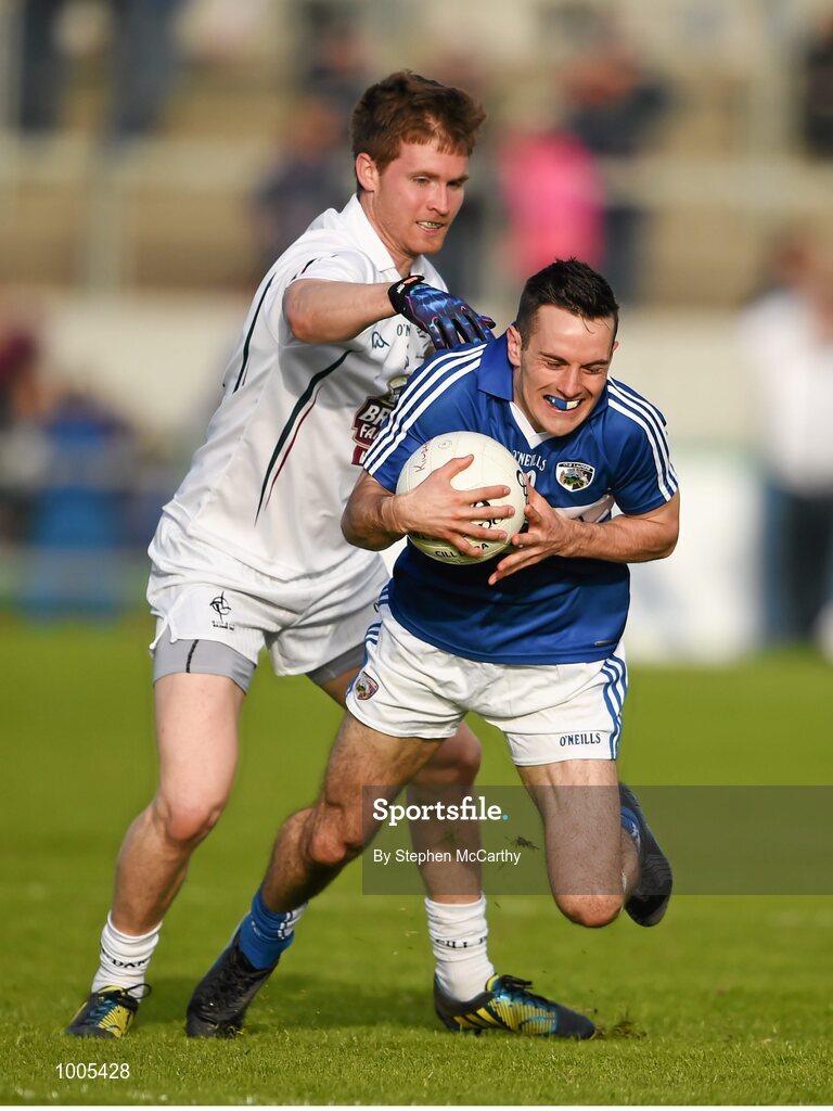6 June 2015; Niall Donoher, Laois, in action against Eoghan O'Flaherty, Kildare. Leinster GAA Football Senior Championship Quarter-Final, Kildare v Laois. O'Connor Park, Tullamore, Co. Offaly. Picture credit: Stephen McCarthy / SPORTSFILE