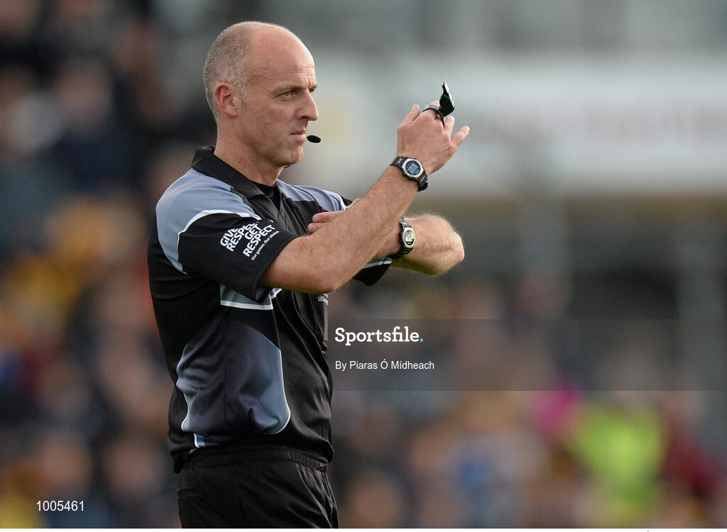 6 June 2015; Referee Cormac Reilly. Leinster GAA Football Senior Championship Quarter-Final, Kildare v Laois. O'Connor Park, Tullamore, Co. Offaly. Picture credit: Piaras Ó Mídheach / SPORTSFILE