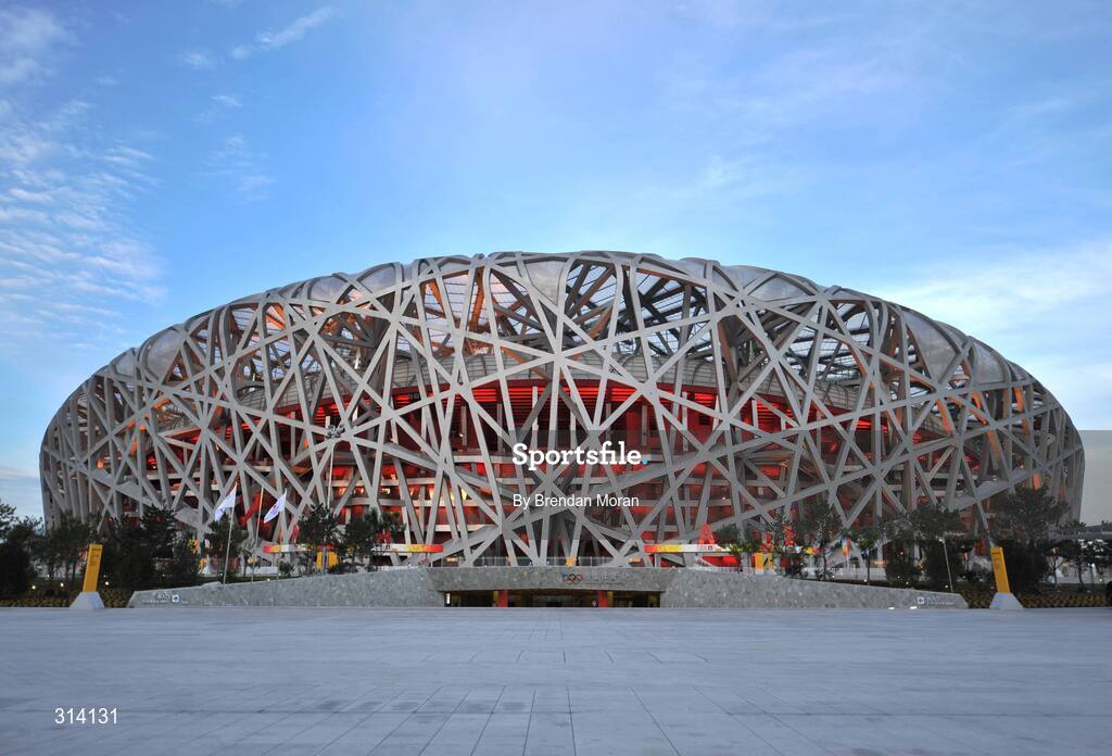 1 August 2008; A general view of the National Stadium as preparations continue ahead of the opening ceremony on Friday next, 8th of August. Beijing 2008 - Games of the XXIX Olympiad, National Stadium, Olympic Green, Beijing, China. Picture credit: Brendan Moran / SPORTSFILE