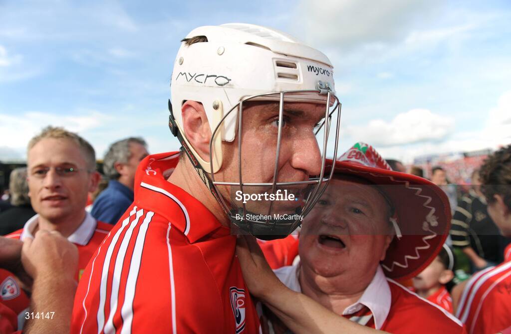 27 July 2008; Timmy McCarthy, Cork, is congratulated by supporters after the game. GAA Hurling All-Ireland Senior Championship Quarter-Final, Clare v Cork, Semple Stadium, Thurles, Co. Tipperary. Picture credit: Stephen McCarthy / SPORTSFILE