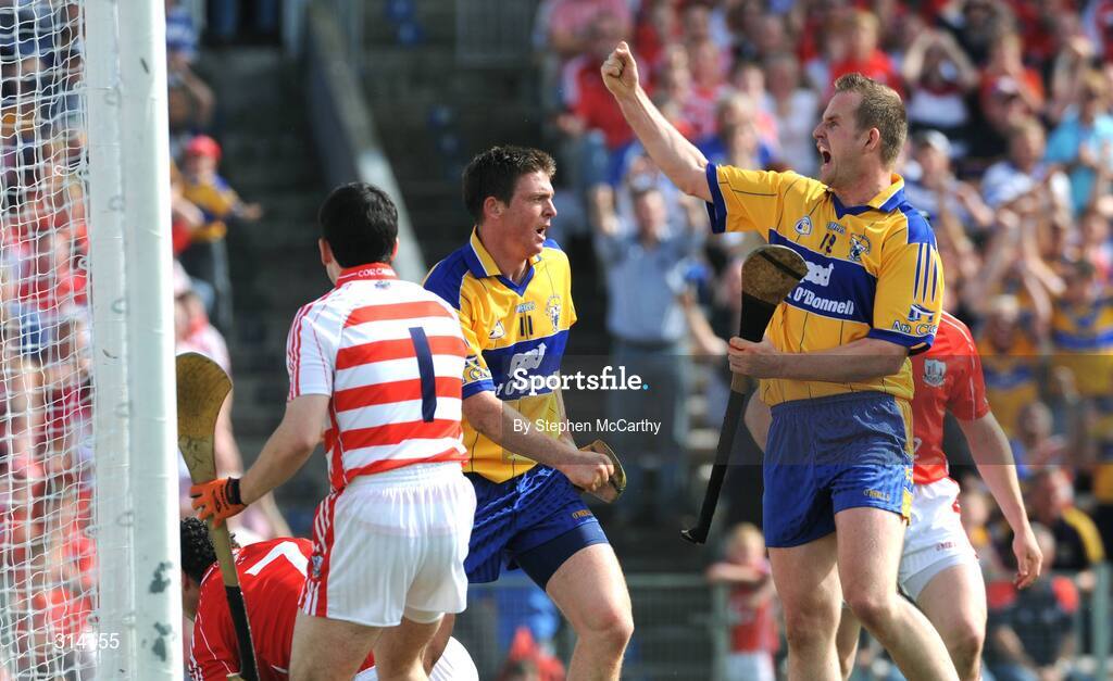 27 July 2008; Barry Nugent, Clare, celebrates after scoring his goal. GAA Hurling All-Ireland Senior Championship Quarter-Final, Clare v Cork, Semple Stadium, Thurles, Co. Tipperary. Picture credit: Stephen McCarthy / SPORTSFILE