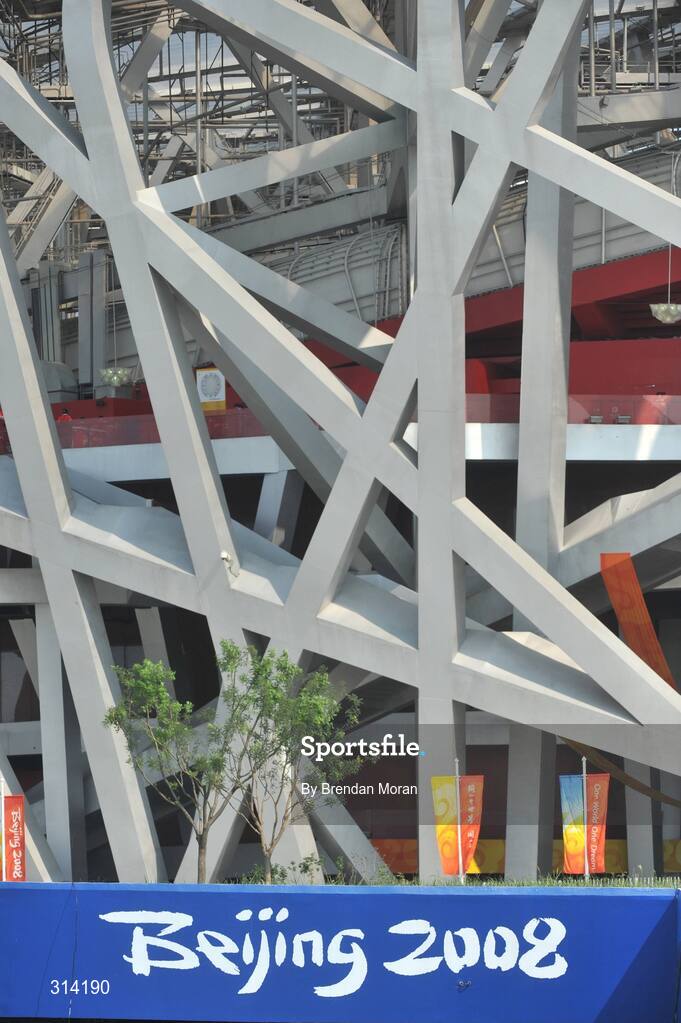 2 August 2008; A general view of the National Stadium, known as the "Bird's Nest", as preparations continue ahead of the opening ceremony on Friday next, 8th of August. Beijing 2008 - Games of the XXIX Olympiad, Olympic Green, Beijing, China. Picture credit: Brendan Moran / SPORTSFILE