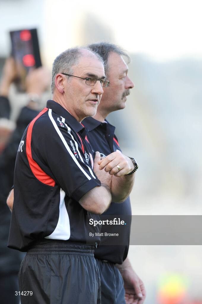 2 August 2008; Tyrone Manager Mickey Harte, left, with selector Tony Donnelly. All-Ireland Senior Football Championship Qualifier, Round 3, Tyrone v Mayo, Croke Park, Dublin. Picture credit: Matt Browne / SPORTSFILE