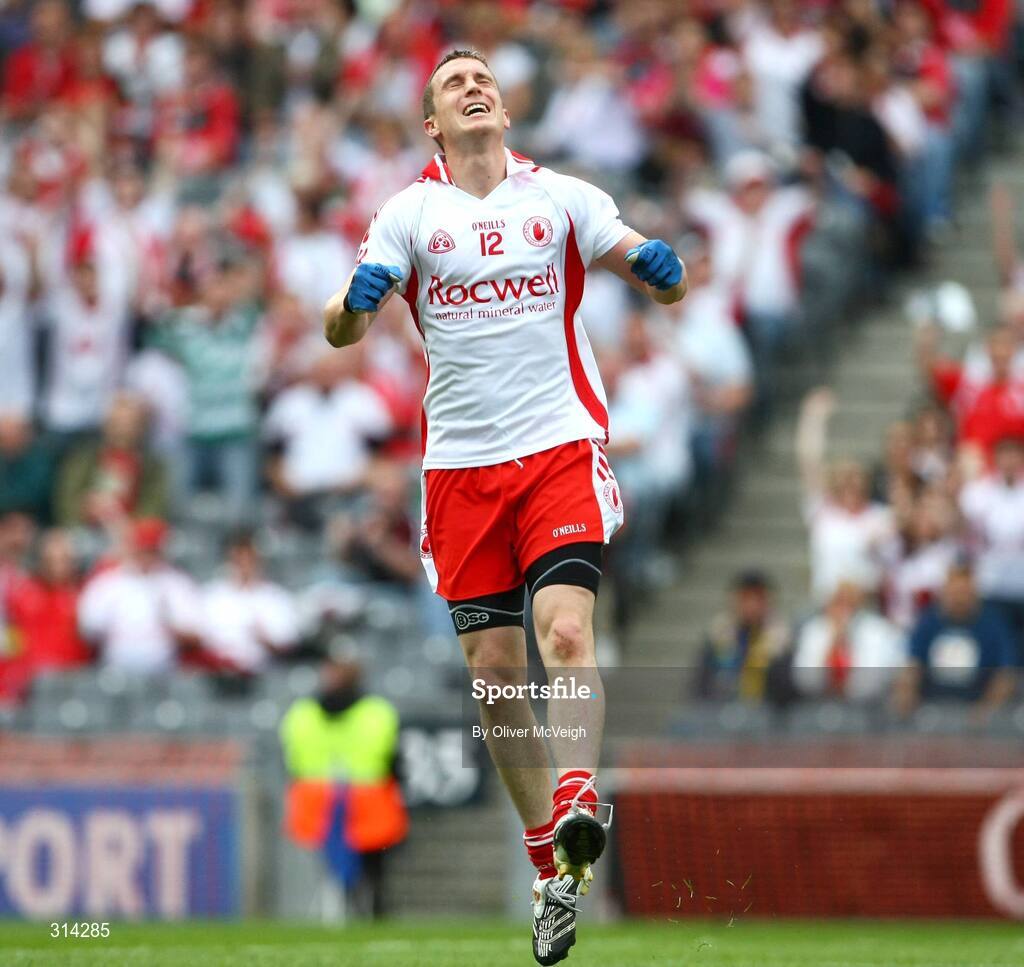 2 August 2008; A frustrated Tommy McGuigan, Tyrone, after missing a goal chance. All-Ireland Senior Football Championship Qualifier, Round 3, Tyrone v Mayo, Croke Park, Dublin. Picture credit: Oliver McVeigh / SPORTSFILE