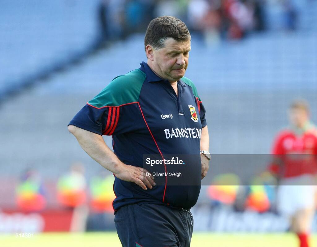 2 August 2008; A disappointed Mayo manager John O'Mahony after the final whistle. All-Ireland Senior Football Championship Qualifier, Round 3, Tyrone v Mayo, Croke Park, Dublin. Picture credit: Oliver McVeigh / SPORTSFILE