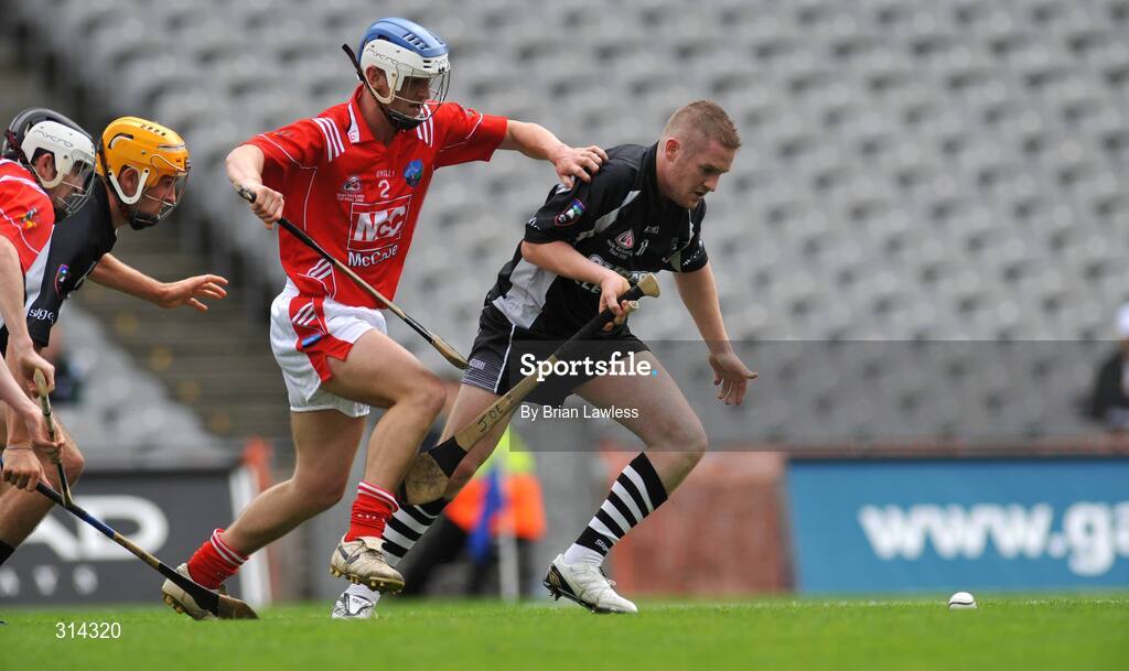 3 August 2008; Joe Bannerton, Sligo, in action against Conor Kerrigan, Louth. Nicky Rackard Cup Final, Louth v Sligo, Croke Park, Dublin. Picture credit: Brian Lawless / SPORTSFILE