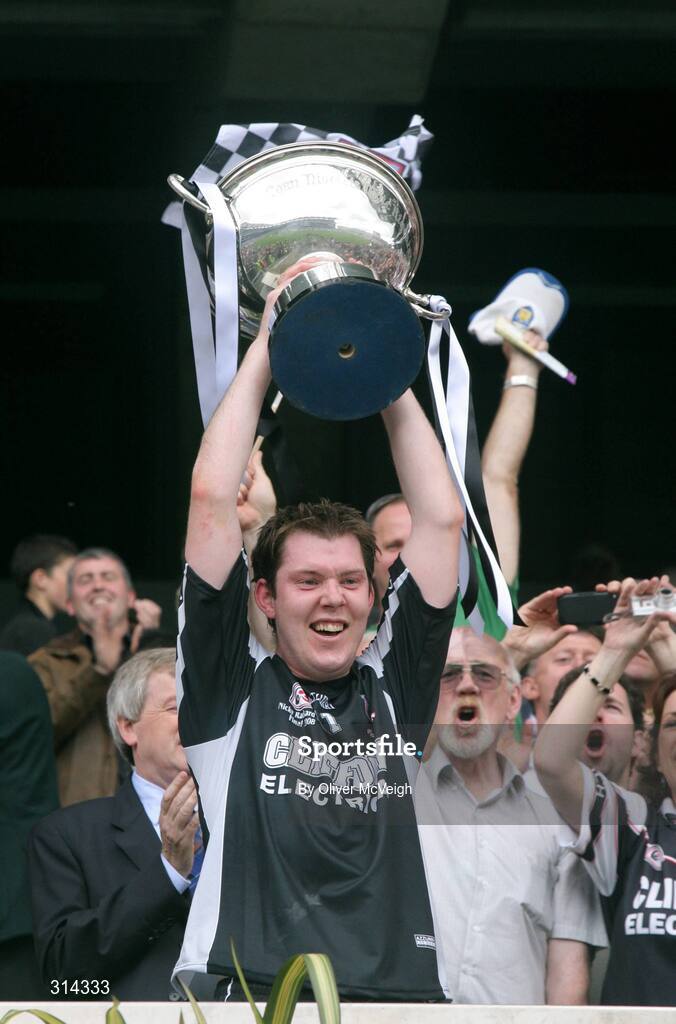3 August 2008; Sligo captain Damien Burke lifts the Nicky Rackard Cup. Nicky Rackard Cup Final, Louth v Sligo, Croke Park, Dublin. Picture credit: Oliver McVeigh / SPORTSFILE