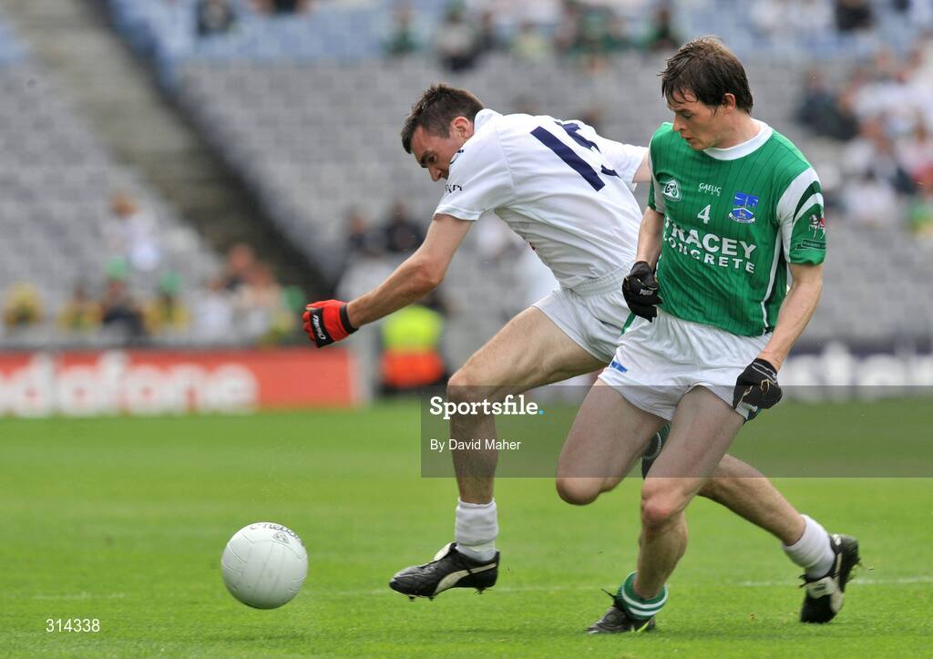 3 August 2008; John Doyle, Kildare, in action against Peter Sherry, Fermanagh. All-Ireland Senior Football Championship Qualifier, Round 3, Fermanagh v Kildare, Croke Park, Dublin. Picture credit: David Maher / SPORTSFILE