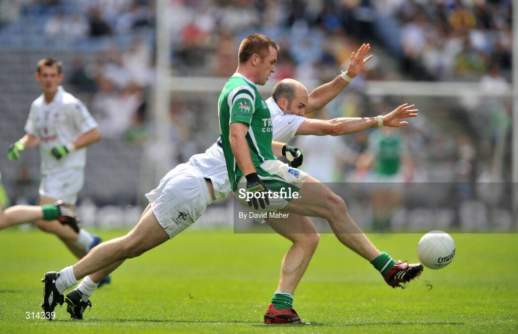 3 August 2008; Martin McGrath, Fermanagh, in action against Killian Brennan, Kildare. All-Ireland Senior Football Championship Qualifier, Round 3, Fermanagh v Kildare, Croke Park, Dublin. Picture credit: David Maher / SPORTSFILE