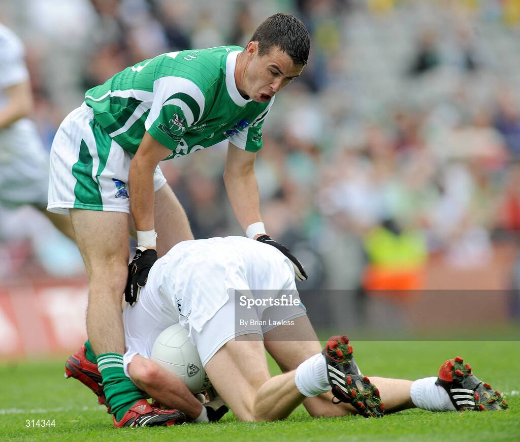 3 August 2008; James Kavanagh, Kildare, in action against Mark Little, Fermanagh. All-Ireland Senior Football Championship Qualifier, Round 3, Fermanagh v Kildare, Croke Park, Dublin. Picture credit: Brian Lawless / SPORTSFILE