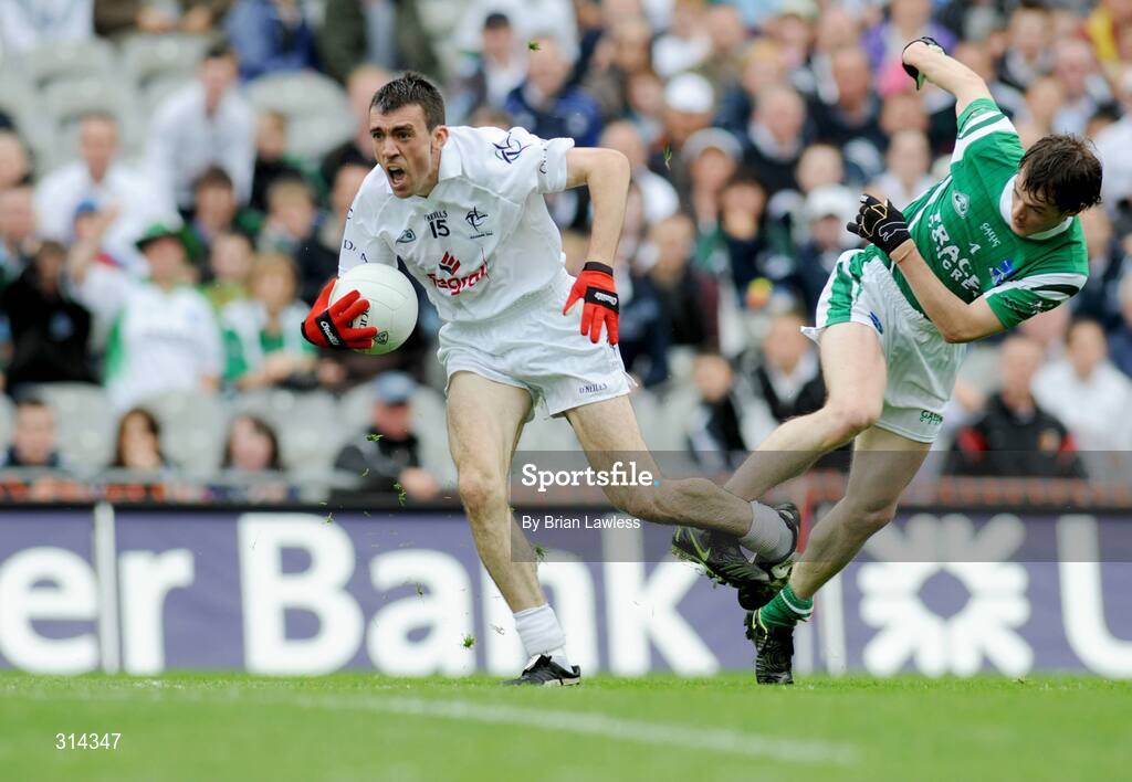 3 August 2008; John Doyle, Kildare, in action against Peter Sherry, Fermanagh. All-Ireland Senior Football Championship Qualifier, Round 3, Fermanagh v Kildare, Croke Park, Dublin. Picture credit: Brian Lawless / SPORTSFILE
