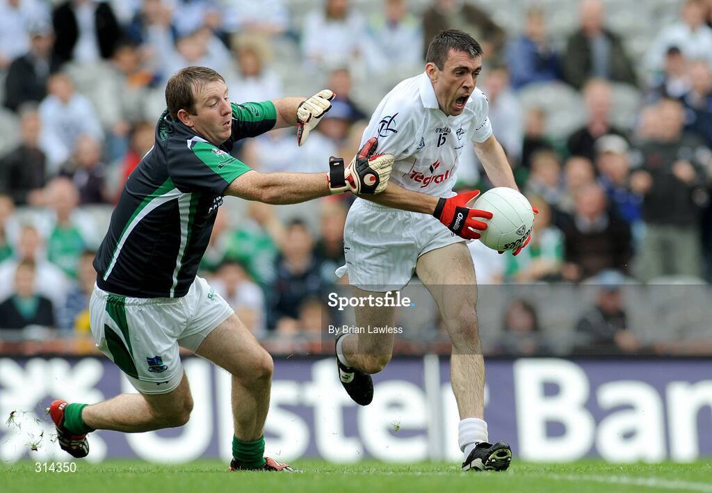 3 August 2008; John Doyle, Kildare, in action against Ronan Gallagher, Fermanagh. All-Ireland Senior Football Championship Qualifier, Round 3, Fermanagh v Kildare, Croke Park, Dublin. Picture credit: Brian Lawless / SPORTSFILE