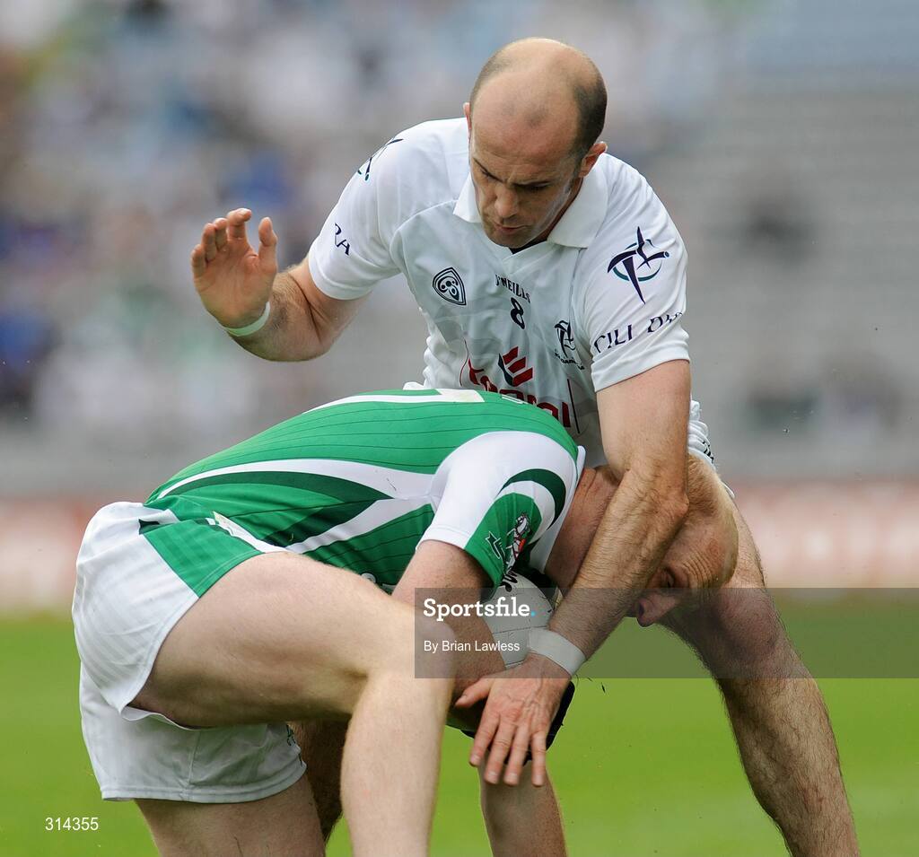 3 August 2008; Shaun Doherty, Fermanagh, in action against Killian Brennan, Kildare. All-Ireland Senior Football Championship Qualifier, Round 3, Fermanagh v Kildare, Croke Park, Dublin. Picture credit: Brian Lawless / SPORTSFILE