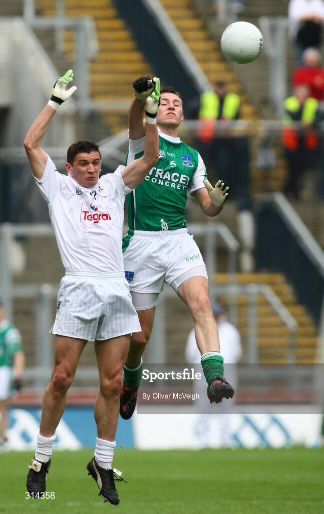 3 August 2008; Damien Kelly, Fermanagh, in action against Eamon Callaghan, Kildare. All-Ireland Senior Football Championship Qualifier, Round 3, Fermanagh v Kildare, Croke Park, Dublin. Picture credit: Oliver McVeigh / SPORTSFILE