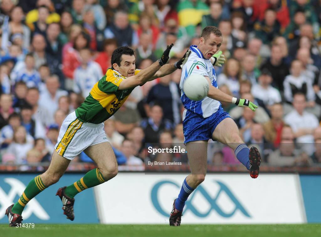 3 August 2008; Vincent Corey, Monaghan, in action against Tom O'Sullivan, Kerry. All-Ireland Senior Football Championship Qualifier, Round 3, Kerry v Monaghan, Croke Park, Dublin. Picture credit: Brian Lawless / SPORTSFILE