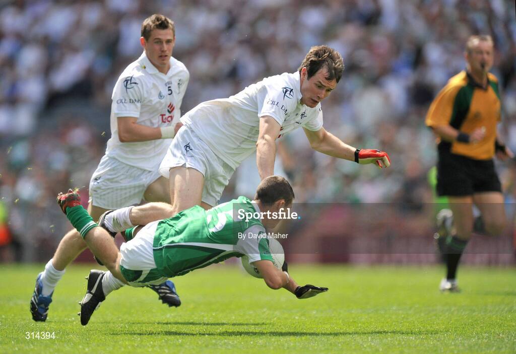 3 August 2008; Mark Little, Fermanagh, in action against Michael Foley, Kildare. All-Ireland Senior Football Championship Qualifier, Round 3, Fermanagh v Kildare, Croke Park, Dublin. Picture credit: David Maher / SPORTSFILE