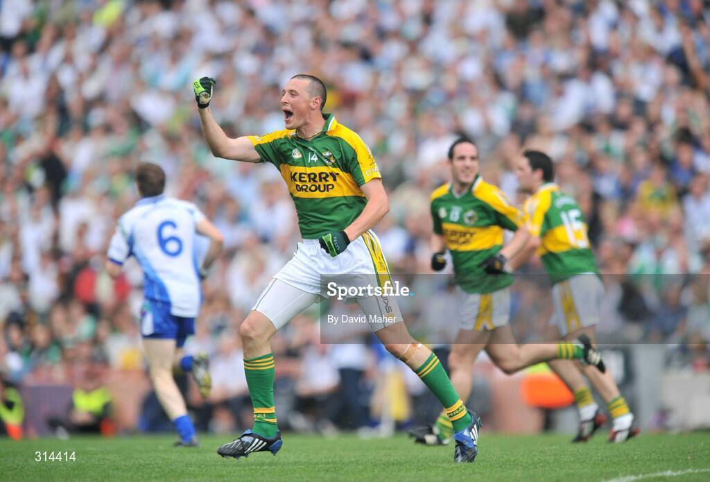 3 August 2008; Kieran Donaghy celebrates after scoring the only goal for Kerry. All-Ireland Senior Football Championship Qualifier, Round 3, Kerry v Monaghan, Croke Park, Dublin. Picture credit: David Maher / SPORTSFILE