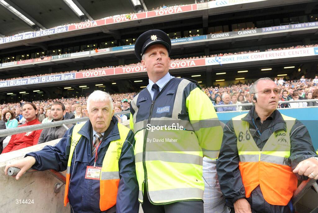 3 August 2008; Dublin manager Paul Caffrey, on duty as a Garda, watches on during the closing stages of the game between Monaghan and Kerry . All-Ireland Senior Football Championship Qualifier, Round 3, Kerry v Monaghan, Croke Park, Dublin. Picture credit: David Maher / SPORTSFILE
