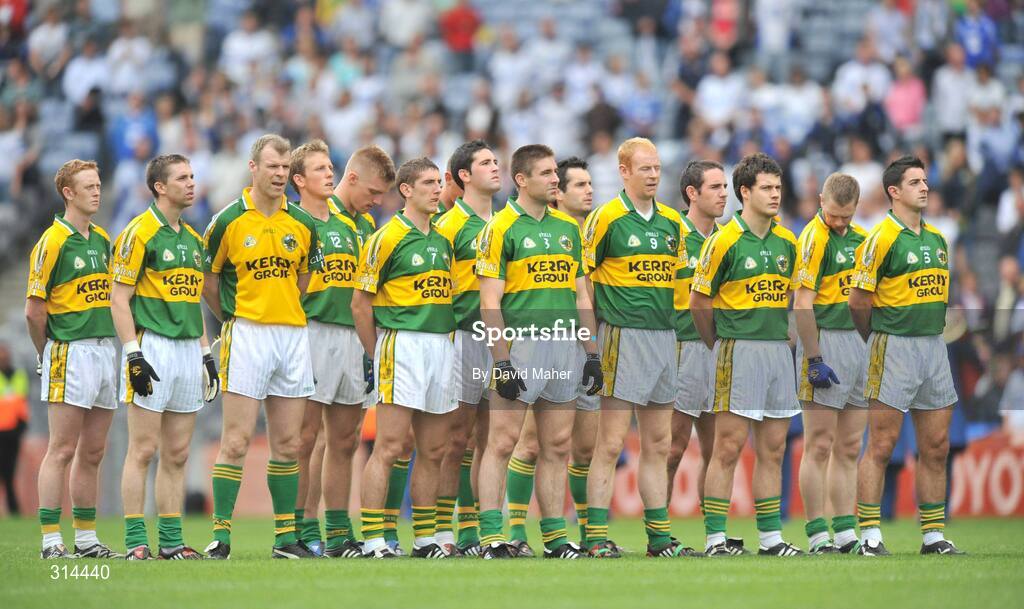 3 August 2008; The Kerry team stand for the National Anthem. All-Ireland Senior Football Championship Qualifier, Round 3, Kerry v Monaghan, Croke Park, Dublin. Picture credit: David Maher / SPORTSFILE