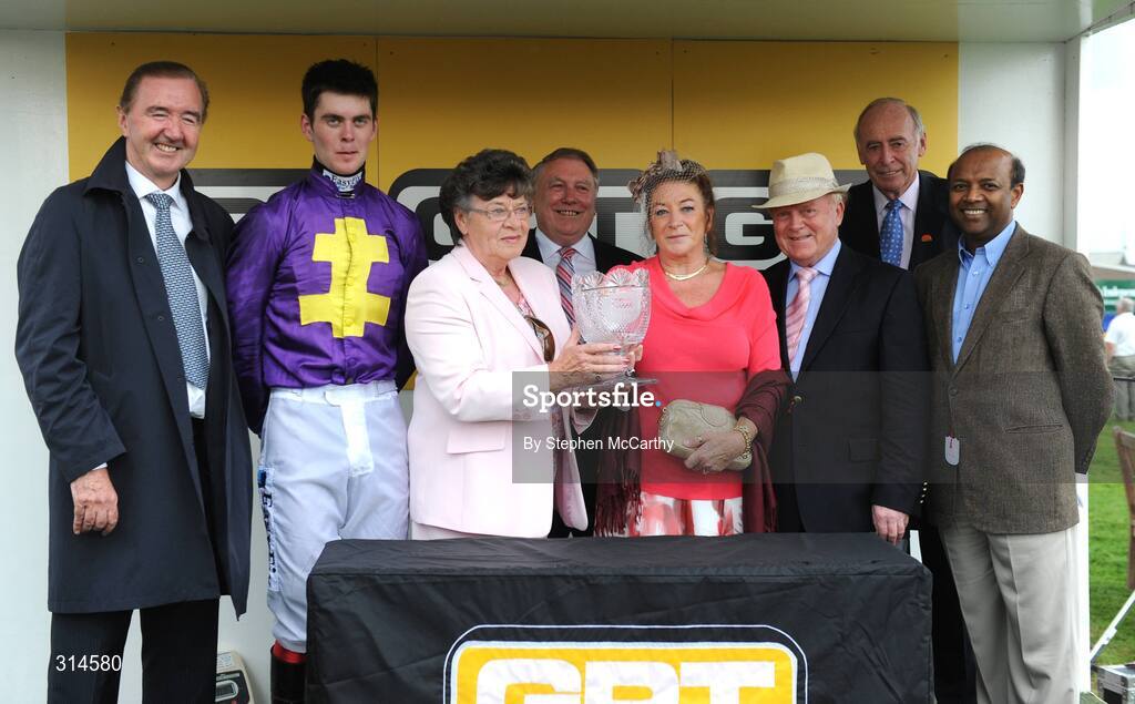 28 July 2008; Jockey Robbie McNamara, trainer Dermot Weld and winning connections after winning the GPT Galway Handicap with Majestic Concorde. Galway Racing Fesitval - Monday, Ballybrit, Galway. Picture credit: Stephen McCarthy / SPORTSFILE