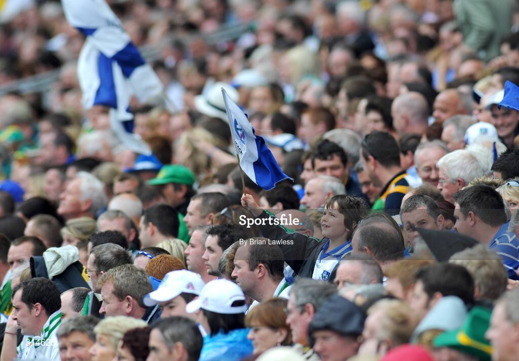 3 August 2008; A young Monaghan fan attempts to untangle his flag. All-Ireland Senior Football Championship Qualifier, Round 3, Kerry v Monaghan, Croke Park, Dublin. Picture credit: Brian Lawless / SPORTSFILE
