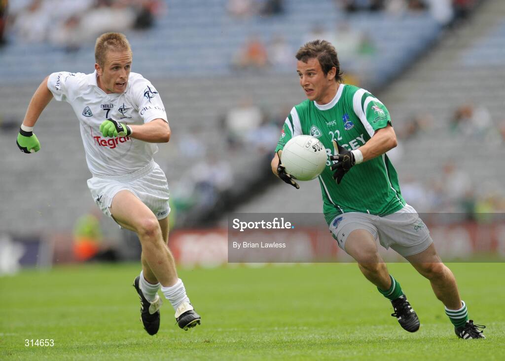3 August 2008; Shane McCabe, Fermanagh, in action against Mark Scanlon, Kildare. All-Ireland Senior Football Championship Qualifier, Round 3, Fermanagh v Kildare, Croke Park, Dublin. Picture credit: Brian Lawless / SPORTSFILE