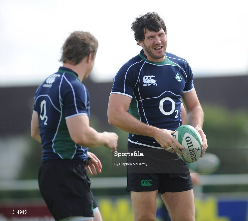 7 August 2008; Ireland's Shane Horgan, right, and Brian O'Driscoll share a joke during squad training. Presentation Brothers College Sports Grounds, Dennehy's Cross, Cork. Picture credit: Stephen McCarthy / SPORTSFILE