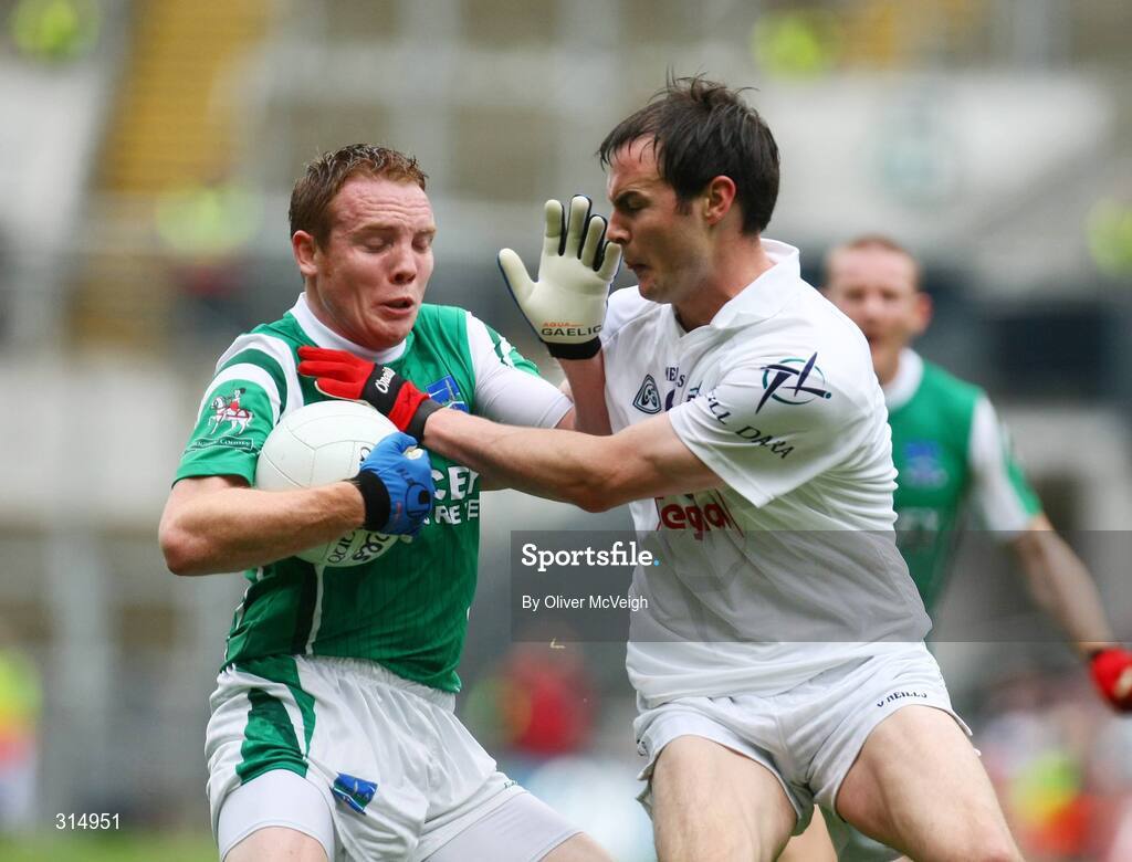 3 August 2008; Mark Murphy, Fermanagh, in action against Michael Foley, Kildare. All-Ireland Senior Football Championship Qualifier, Round 3, Fermanagh v Kildare, Croke Park, Dublin. Picture credit: Oliver McVeigh / SPORTSFILE