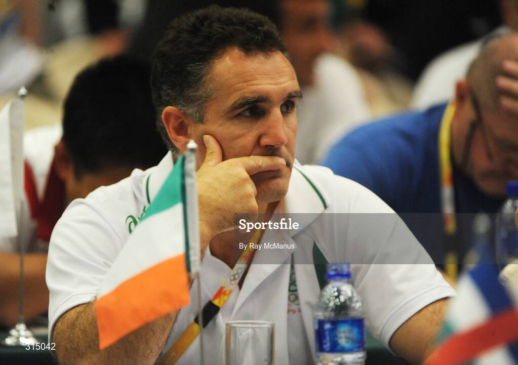 8 August 2008; Ireland coach Billy Walsh during the draw for the preliminaries of the boxing. Beijing 2008 - Games of the XXIX Olympiad, Beijing Workers Gymnasium, Olympic Green, Beijing, China. Picture credit: Ray McManus / SPORTSFILE