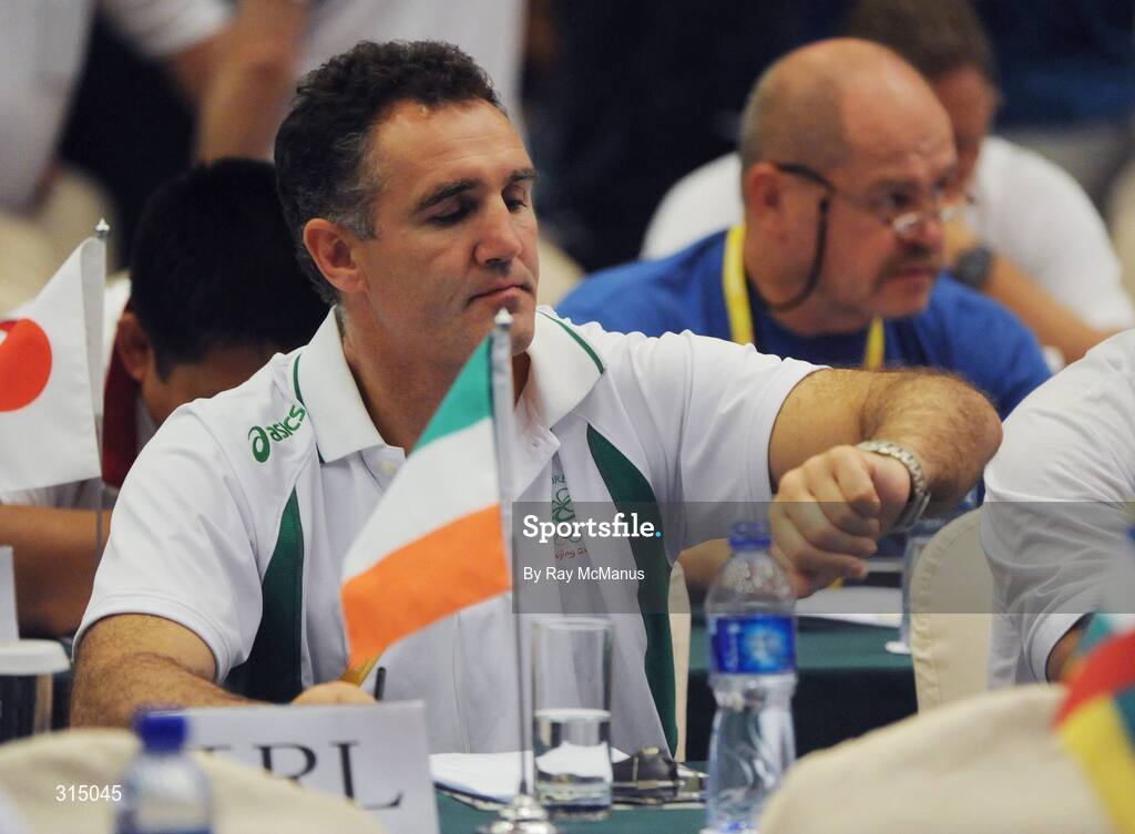 8 August 2008; Ireland coach Billy Walsh during the draw for the preliminaries of the boxing. Beijing 2008 - Games of the XXIX Olympiad, Beijing Workers Gymnasium, Olympic Green, Beijing, China. Picture credit: Ray McManus / SPORTSFILE