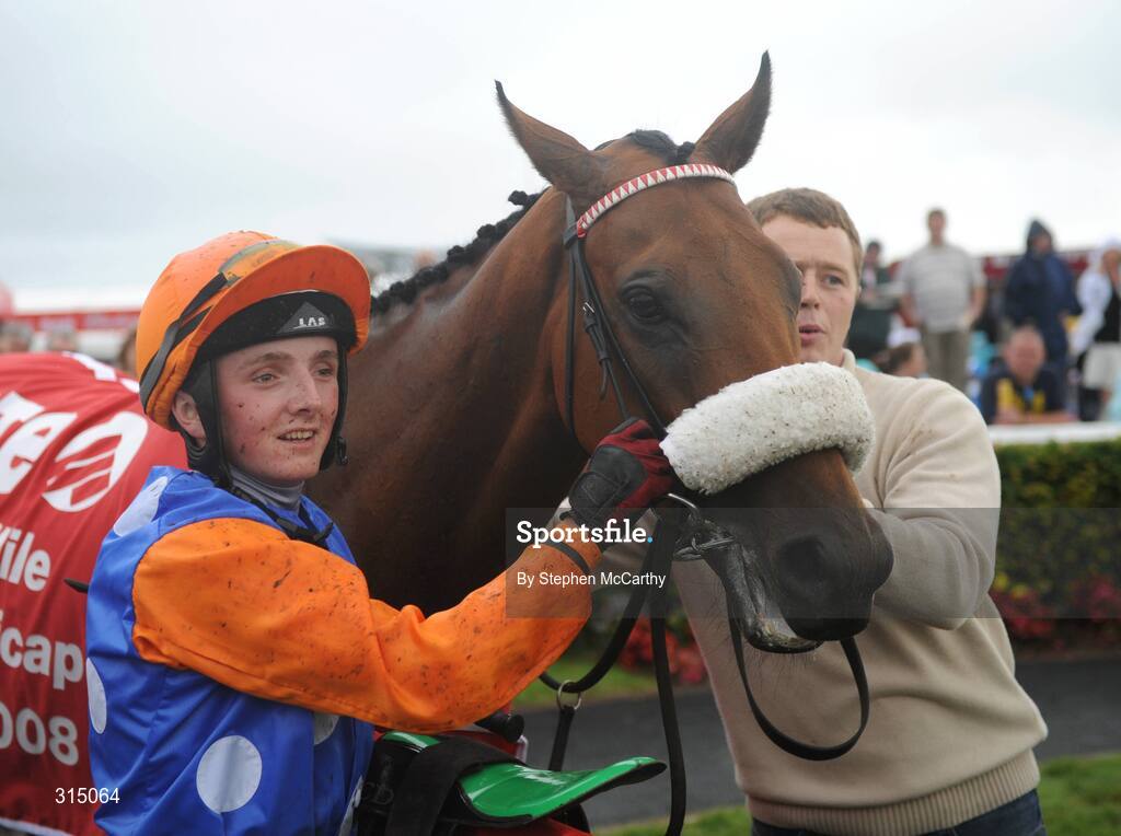 29 July 2008; Chris Hayes with his horse Celtic Done after winning the Tote Galway Mile European Breeders Fund Handicap. Galway Racing Festival - Tuesday, Ballybrit, Galway. Picture credit: Stephen McCarthy / SPORTSFILE
