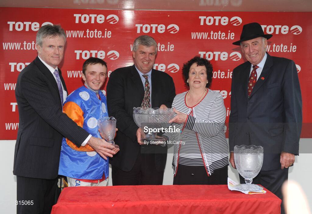 29 July 2008; Jockey Chris Hayes and winning connections after guiding Celtic Dane to victory in the Tote Galway Mile European Breeders Fund Handicap. Galway Racing Festival - Tuesday, Ballybrit, Galway. Picture credit: Stephen McCarthy / SPORTSFILE
