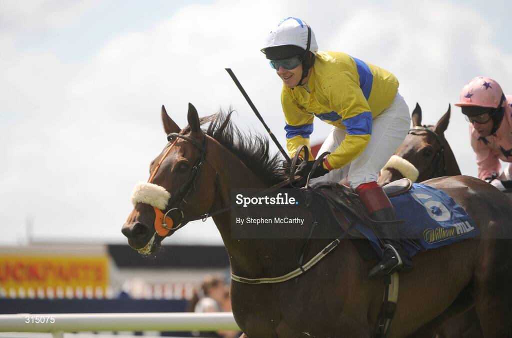 30 July 2008; Andrew Leigh celebrates after winning the William Hill In Ireland Novice Hurdle onboard Desert Abbey. Galway Racing Festival - Wednesday, Ballybrit, Galway. Picture credit: Stephen McCarthy / SPORTSFILE