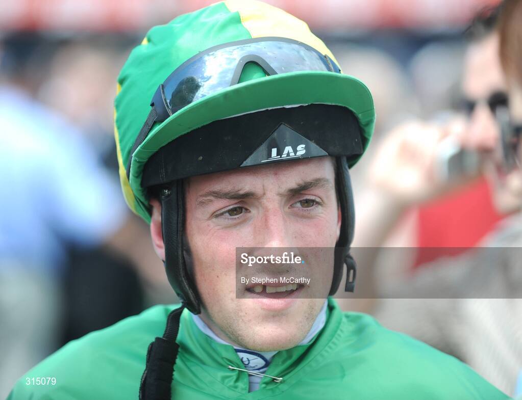 30 July 2008; Jockey Paddy Flood after winning the williamhill.ie Handicap Hurdle onboard Clover Pearl. Galway Racing Festival - Wednesday, Ballybrit, Galway. Picture credit: Stephen McCarthy / SPORTSFILE
