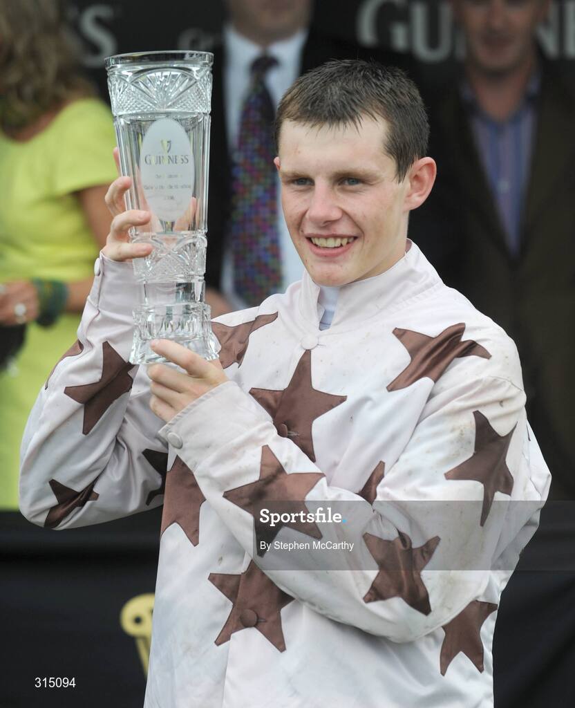 31 July 2008; Jockey Paul Townend after winning the Guinness Galway Hurdle Handicap onboard Indian Pace. Galway Racing Festival - Thursday, Ballybrit, Co. Galway. Picture credit: Stephen McCarthy / SPORTSFILE