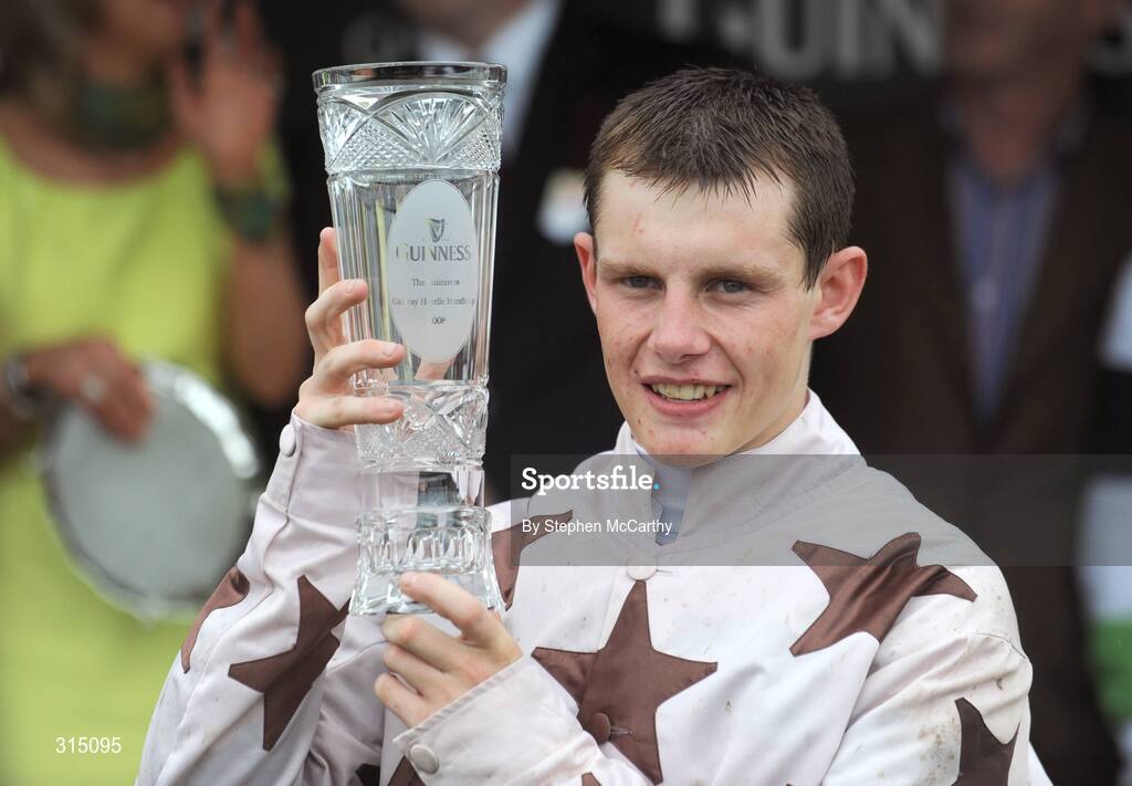 31 July 2008; Jockey Paul Townend after winning the Guinness Galway Hurdle Handicap onboard Indian Pace. Galway Racing Festival - Thursday, Ballybrit, Co. Galway. Picture credit: Stephen McCarthy / SPORTSFILE