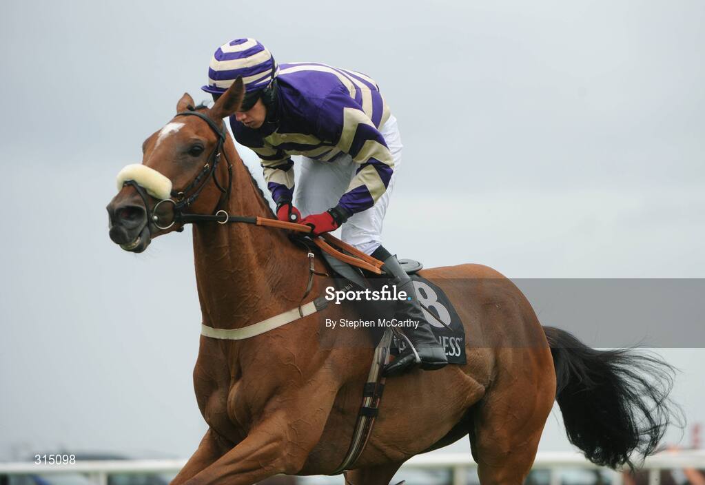 31 July 2008; Serve Notice, with Davy Condon during the Guinness Novice Steeplechase. Galway Racing Festival - Thursday, Ballybrit, Co. Galway. Picture credit: Stephen McCarthy / SPORTSFILE