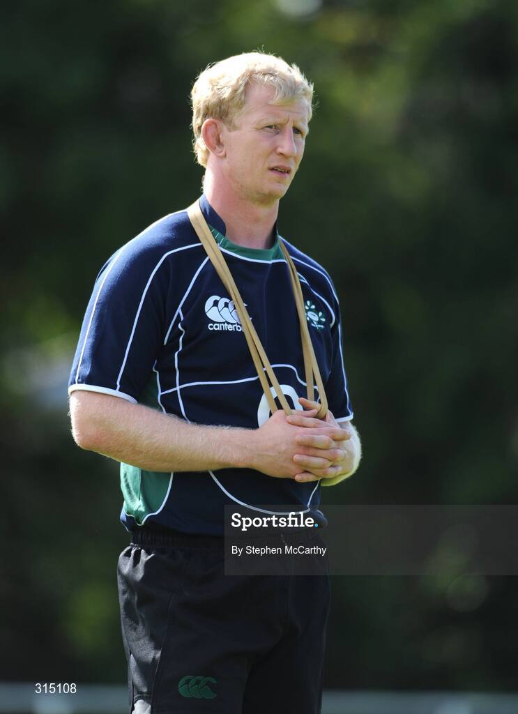 7 August 2008; Ireland's Leo Cullen looks on during squad training. Presentation Brothers College Sports Grounds, Dennehy's Cross, Cork. Picture credit: Stephen McCarthy / SPORTSFILE