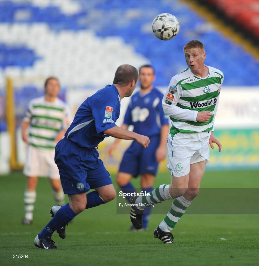 8 August 2008; Eoin Doyle, Shamrock Rovers, in action against Sean Holmes, Finn Harps. eircom League of Ireland Premier Division, Shamrock Rovers v Finn Harps, Tolka Park, Dublin. Picture credit: Stephen McCarthy / SPORTSFILE