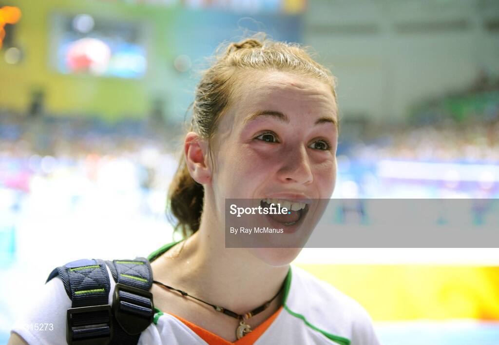 9 August 2008; Chloe Magee, Ireland, who beat Kati Tolmoff of Estonia 18-21, 21-18, 21-19. Beijing 2008 - Games of the XXIX Olympiad, Beijing University of Technology Gymnasium, Beijing, China. Picture credit: Ray McManus / SPORTSFILE