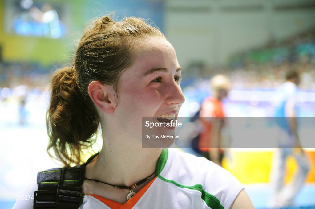 9 August 2008; Chloe Magee, Ireland, who beat Kati Tolmoff of Estonia 18-21, 21-18, 21-19. Beijing 2008 - Games of the XXIX Olympiad, Beijing University of Technology Gymnasium, Beijing, China. Picture credit: Ray McManus / SPORTSFILE