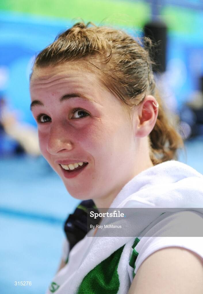 9 August 2008; Chloe Magee, Ireland, who beat Kati Tolmoff of Estonia 18-21, 21-18, 21-19. Beijing 2008 - Games of the XXIX Olympiad, Beijing University of Technology Gymnasium, Beijing, China. Picture credit: Ray McManus / SPORTSFILE
