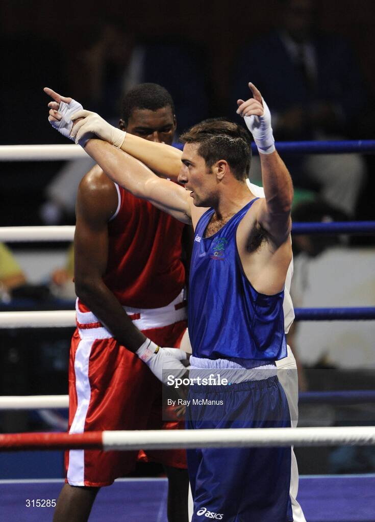 9 August 2008; Ireland's Ken Egan celebrates victory in the Light heavy weight, 81 kg, contest. Beijing 2008 - Games of the XXIX Olympiad, Beijing Workers Gymnasium, Olympic Green, Beijing, China. Picture credit: Ray McManus / SPORTSFILE