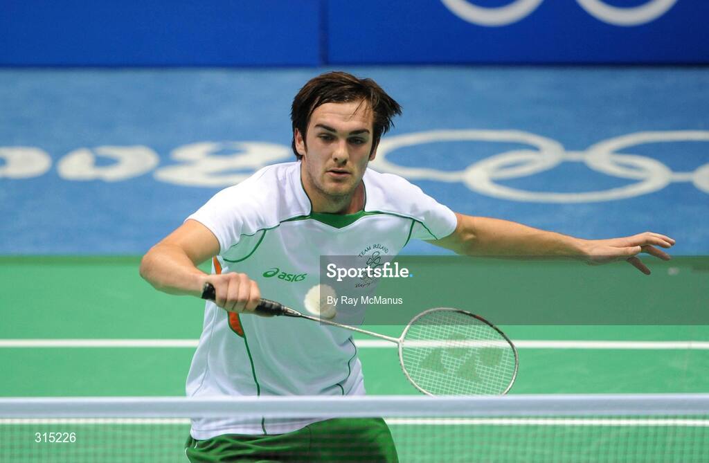 9 August 2008; Scott Evans, Ireland, in action during the first round game against Marc Zwiebler, Germany. Beijing 2008 - Games of the XXIX Olympiad, Beijing University of Technology Gymnasium, Beijing, China. Picture credit: Ray McManus / SPORTSFILE