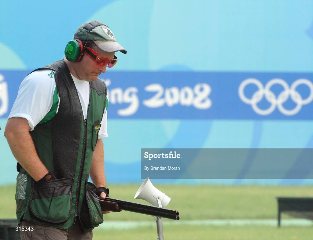 9 August 2008; Ireland's Derek Burnett during Men's Trap Qualification. Beijing 2008 - Games of the XXIX Olympiad, Beijing Shooting Range, Xiangshan nan Road, Haidian District, Beijing, China. Picture credit: Brendan Moran / SPORTSFILE