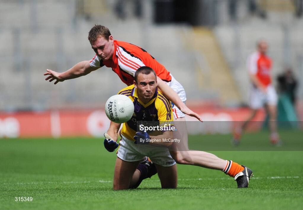9 August 2008; Adrian Morrissey, Wexford, in action against Kieran Toner, Armagh. GAA Football All-Ireland Senior Championship Quarter-Final, Armagh v Wexford, Croke Park, Dublin. Picture credit: Stephen McCarthy / SPORTSFILE