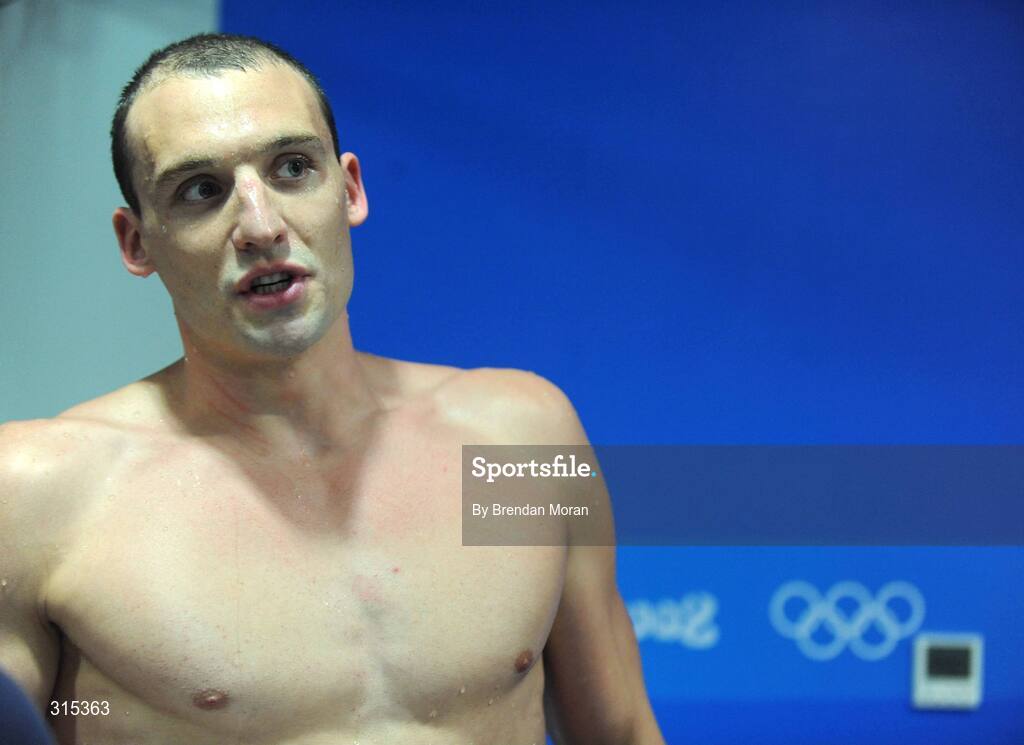 9 August 2008; Ireland's Andrew Bree after his heat of the men's 100m breaststroke in which he set a new national record of 1.01.76. Beijing 2008 - Games of the XXIX Olympiad, National Aquatic Centre, Olympic Green, Beijing, China. Picture credit: Brendan Moran / SPORTSFILE