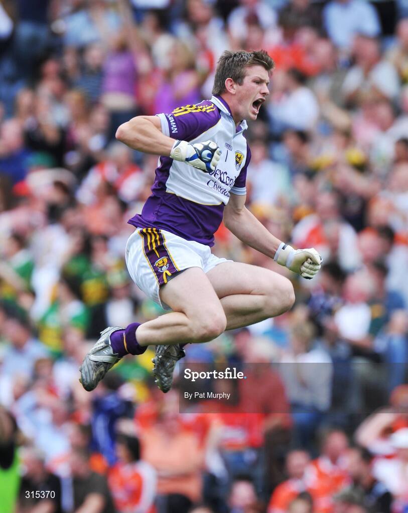 9 August 2008; Wexford goalkeeper Anthony Masterson celebrates after his side scored a goal. GAA Football All-Ireland Senior Championship Quarter-Final, Armagh v Wexford, Croke Park, Dublin. Picture credit: Pat Murphy / SPORTSFILE