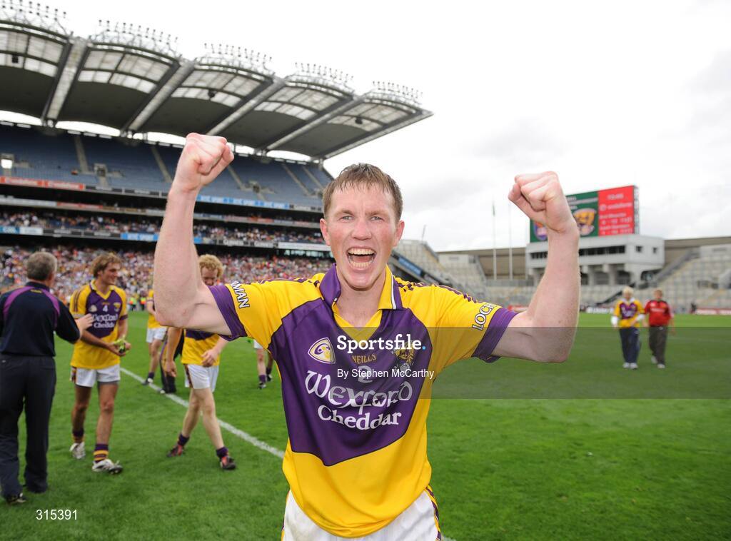 9 August 2008; Wexford's David Walsh celebrates his side's victory. GAA Football All-Ireland Senior Championship Quarter-Final, Armagh v Wexford, Croke Park, Dublin. Picture credit: Stephen McCarthy / SPORTSFILE