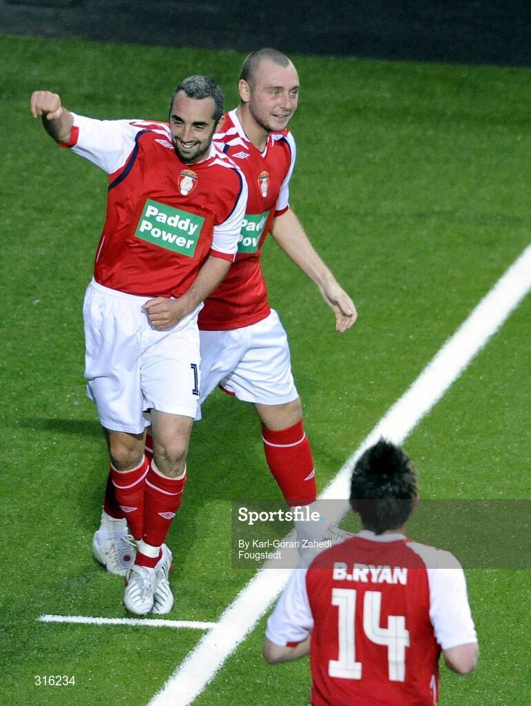 14 August 2008; St. Patrick's Athletic's Gary Dempsey celebrates scoring his sides goal. UEFA Cup Second Qualifying Round, 1st Leg, St. Patrick's Athletic v IF Elfsborg, Borås Arena, Sweden. Picture credit: Karl-Göran Zahedi Fougstedt / SPORTSFILE